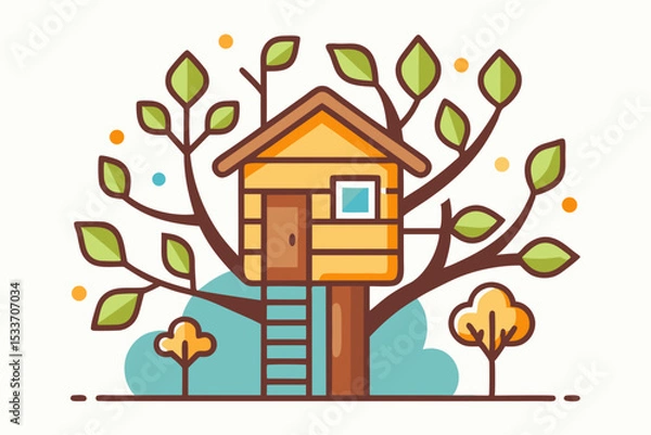 Fototapeta simple treehouse ladder branches