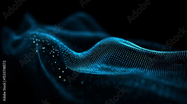 Fototapeta Digital Blue Waveform Mesh Structure