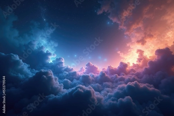 Obraz Celestial Cloudscape A Night Sky Panorama