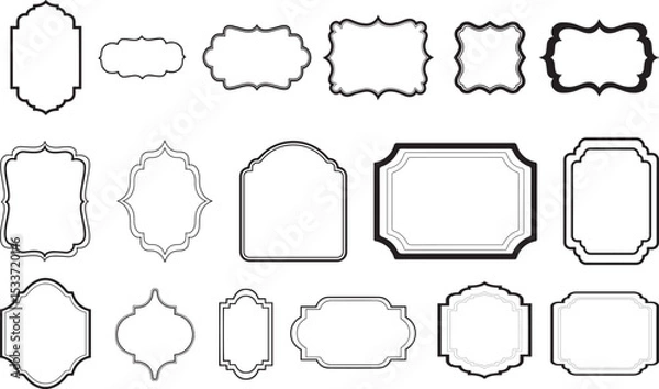 Fototapeta Vintage Decorative Label Frame Set Outline Vector Shapes