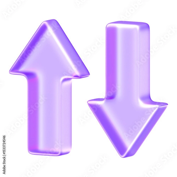 Obraz Minimal glassmorphism arrows pointing up and down representing direction, navigation, or data flow, 3d rendering