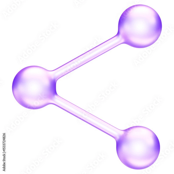 Obraz Purple glassmorphism share icon connection network social media symbol, molecular structure, symbolizing chemical connections in science and technology, 3d rendering