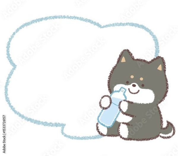 Obraz 水分補給をする黒柴犬とフレーム