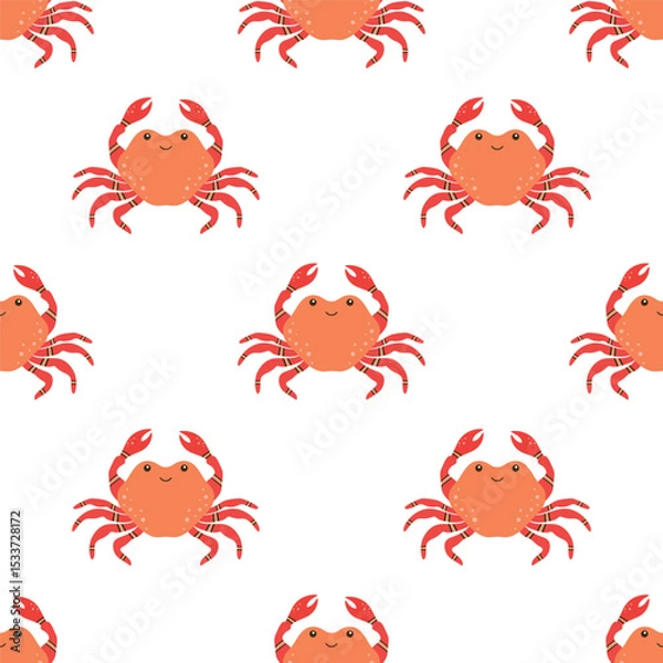 Fototapeta cute crab seamless pattern