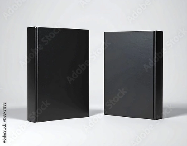 Fototapeta black book cover mockup, neutral background, front and back view