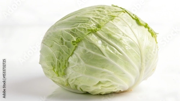Fototapeta Whole white cabbage isolated on white background clean view