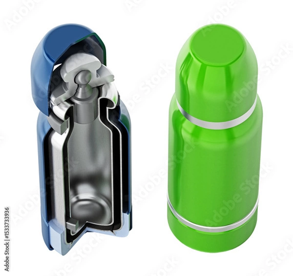 Obraz Diagram showing vacuum flask layers on transparent background. 3D illustration