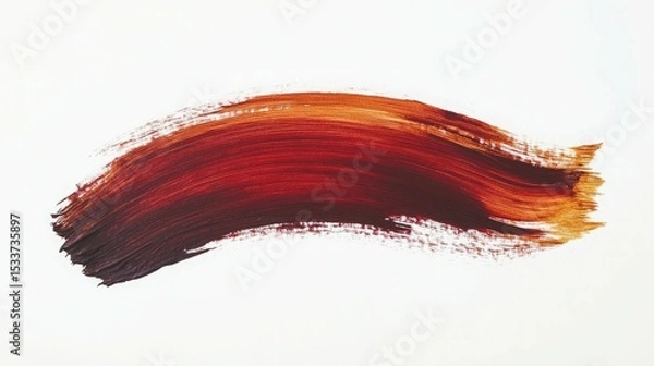 Fototapeta Abstract art featuring a bold, dynamic brushstroke in rich shades of red and brown against a crisp white backdrop. The texture and movement of the paint are captivating.