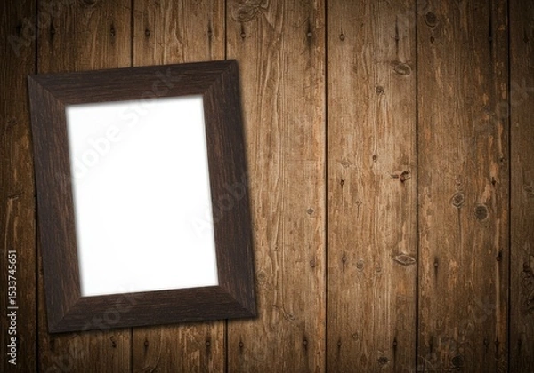 Obraz Blank frame on wooden wall background with rustic texture and space for image or text display