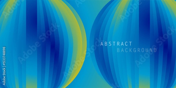 Fototapeta Design of an two abstract spheres made of flowing blue and yellow gradient stripes. The smooth, curved lines create a dynamic, modern design template with vibrant contrast and elegant motion.