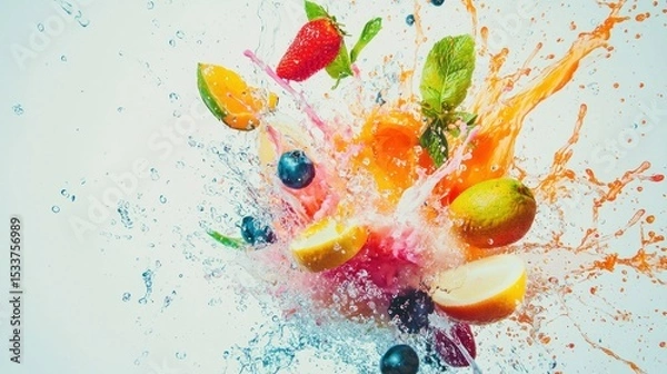 Obraz Vibrant Fruit Splash, Burst of Summer Freshness