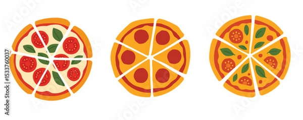 Fototapeta Pizza illustration isolate is a vector file.