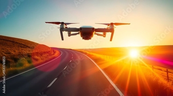 Obraz Drone upward shot on countryside