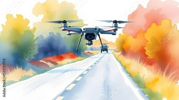 Obraz Drone upward shot on countryside