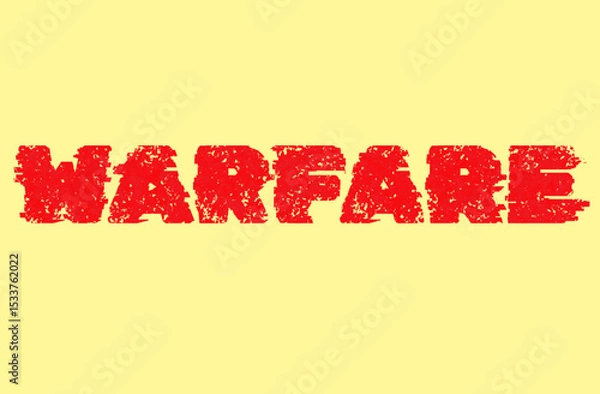 Fototapeta Word text Warfare isolated on yellow background. Banner.
