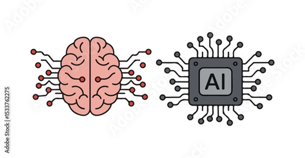 Obraz artificial intelligence flat vector icon, suitable for infographic design and applications