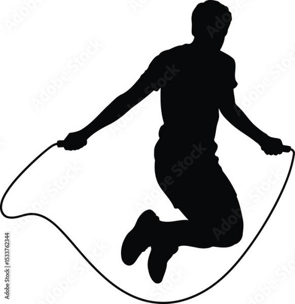 Obraz Jump Rope Exercise Silhouette Design, Transparent Background.