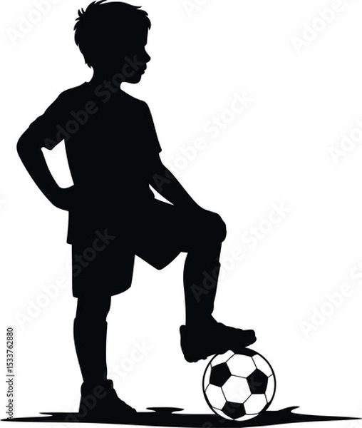 Obraz Young Soccer Player Stance Silhouette Design, Transparent Background.