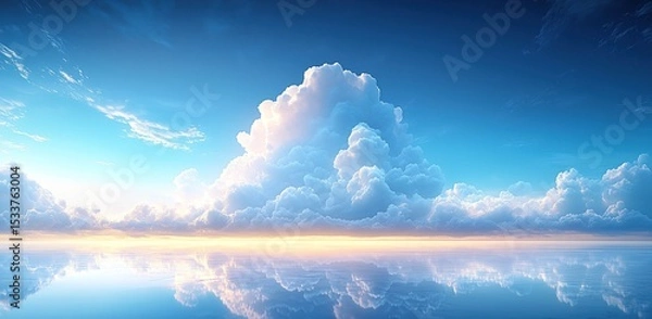 Fototapeta  Dreamy Sky and Water Reflection, Pure Nature and Symmetry Aesthetics, Ideal for Meditation Background and Artistic Decor