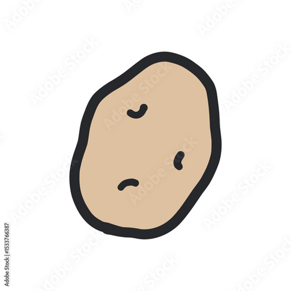 Obraz じゃがいもの輪郭あり手描きカラーイラスト