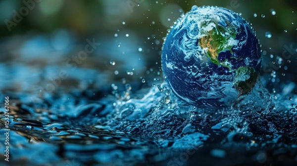 Fototapeta Global water awareness concept. Interconnectedness of water resources worldwide