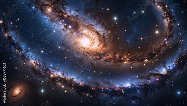 Obraz Majestic spiral galaxy glowing with stars and nebula within the vast cosmic universe