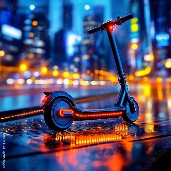 Fototapeta The future of eco commutes. Generative AI