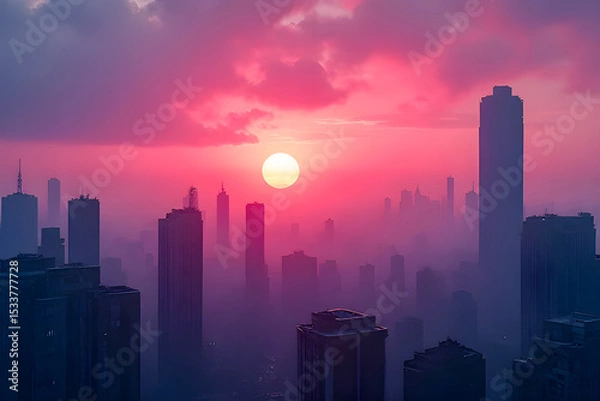 Obraz city at sunset