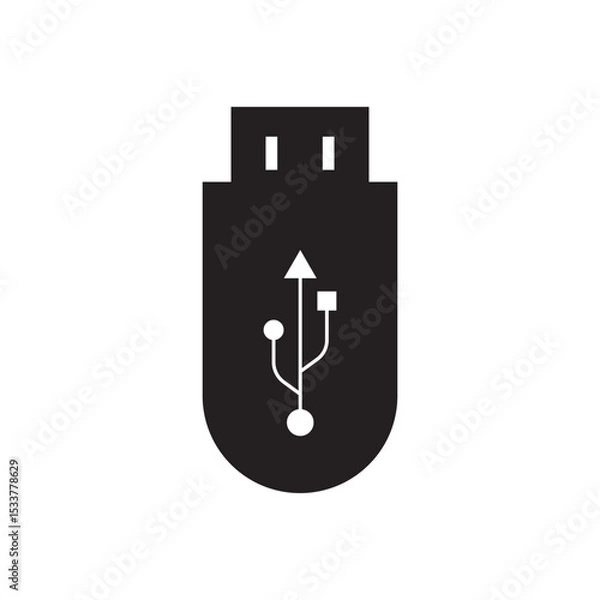 Fototapeta USB icon vector. Flash Drive icon symbol isolated on white background.