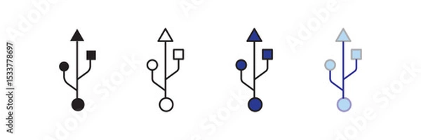 Fototapeta Usb icon set. Usb icon logo design. Flash disk sign and symbol. flash drive sign. Usb stick icon simple vector symbol