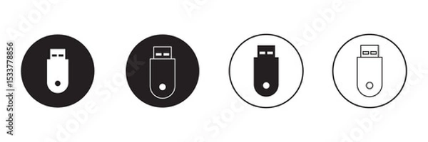 Fototapeta Usb icon set. Usb icon logo design. Flash disk sign and symbol. flash drive sign. Usb stick icon simple vector symbol