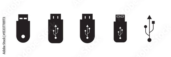 Fototapeta Vector usb flash drive vector icon. Usb icon set. Flash disk sign and symbol. usb vector icon, vector illustration.