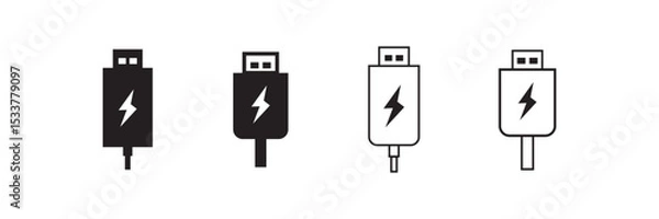 Fototapeta  USB icon set, Usb flash drive symbol. Universal USB sign png and vector illustration on white background. Usb stick icon simple vector symbol.