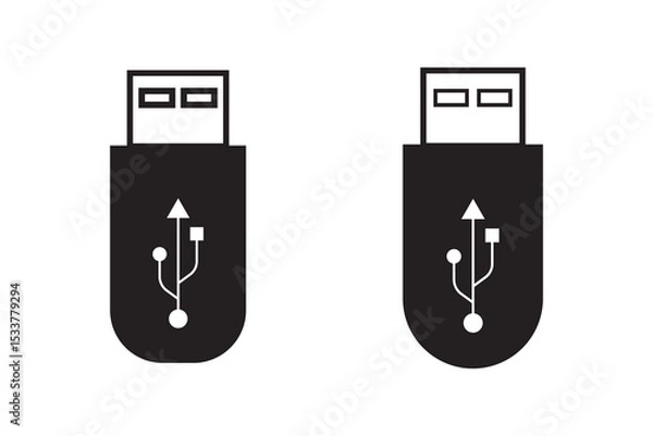 Fototapeta USB Icon set . Vector usb flash drive vector icon. Usb icon set on white background . Flash disk sign and symbol.