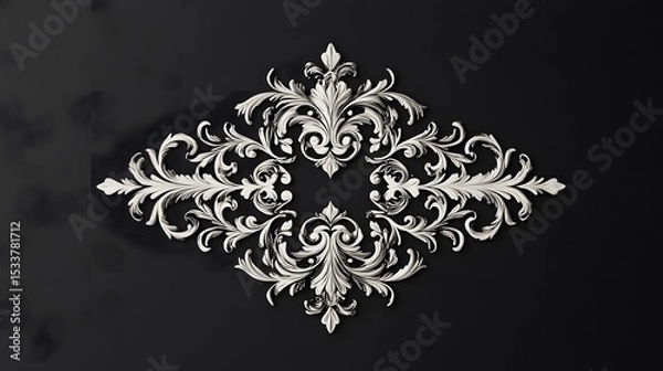 Fototapeta Elegant Damask Floral Logo Design with Intricate Ornamental Borders and Graceful Dividers Emphasizing Artistic Frame Corners and Meticulous Branch Detailing for a Timeless Aesthetic