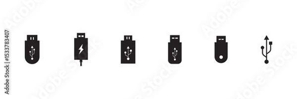 Fototapeta USB icon set. Flash disk sign and symbol. usb flash drive icon vector illustration. eps10