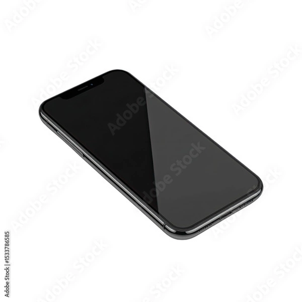 Fototapeta A sleek, modern smartphone with a glass finish, showcasing its elegant design on a blank background.