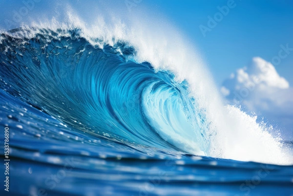 Obraz Big wave ocean beach background. Generative ai.