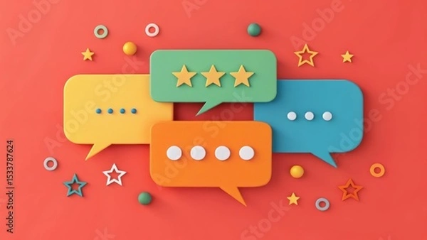Fototapeta Customer feedback and reviews digital communication graphic design background creative concepts