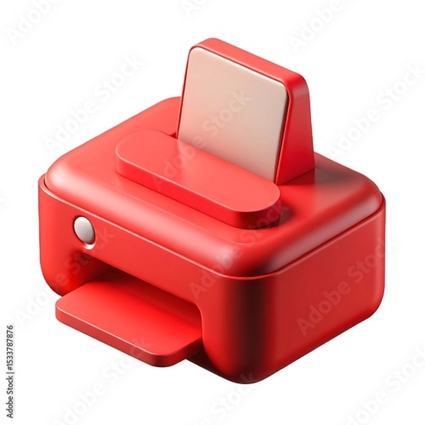 Fototapeta 3d rendered red printer icon representing modern technology and office equipment