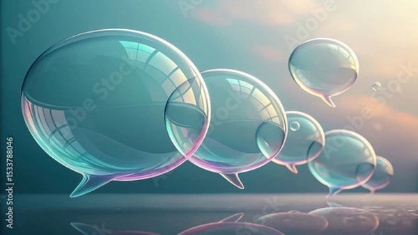 Fototapeta Bubbles floating in conversation digital art abstract environment peaceful viewpoint