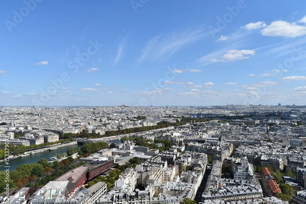 Obraz Vue aérienne des toits de Paris, capitale française.