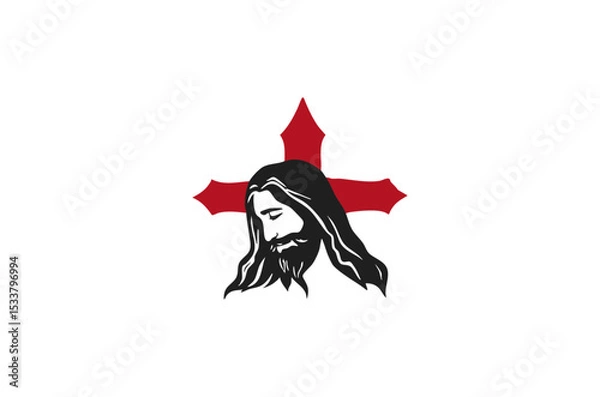Obraz Jesus Logo Design Red Cross Head