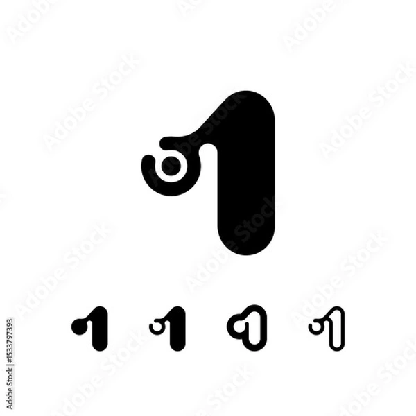 Obraz Logo Number 1, set of five different numeral one for your brand name design, vector illustration 10 EPS