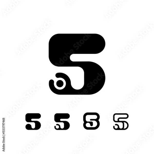 Obraz Logo Number 5, set of five different numeral five for your brand name design, vector illustration 10 EPS