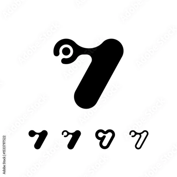 Fototapeta Logo Number 7, set of five different numeral seven for your brand name design, vector illustration 10 EPS
