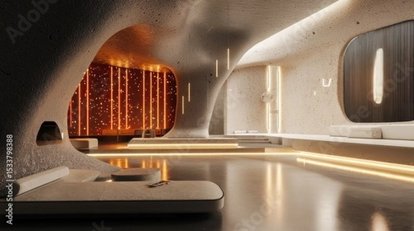 Obraz Futuristic Cave Lounge, Architectural Design Visualization