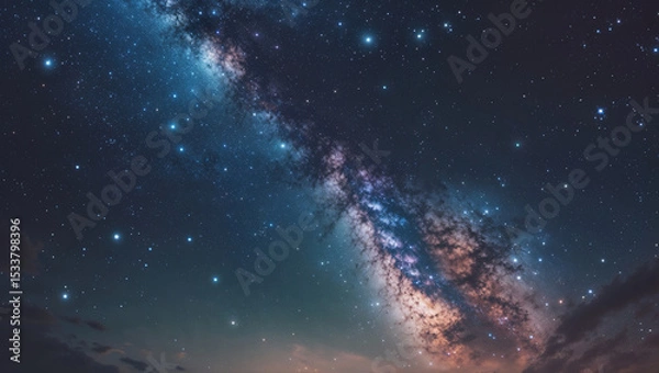Obraz Stunning night sky view showcasing the majestic milky way galaxy and countless stars