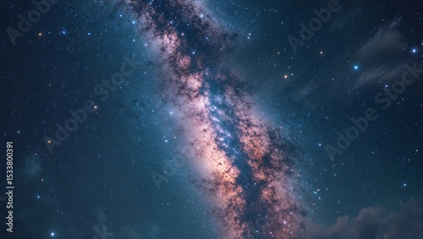 Obraz Stunning view of the milky way galaxy and bright stars in the expansive night sky