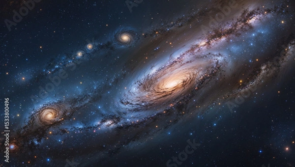 Obraz Stunning view of a spiral galaxy with numerous stars and cosmic dust displayed in space